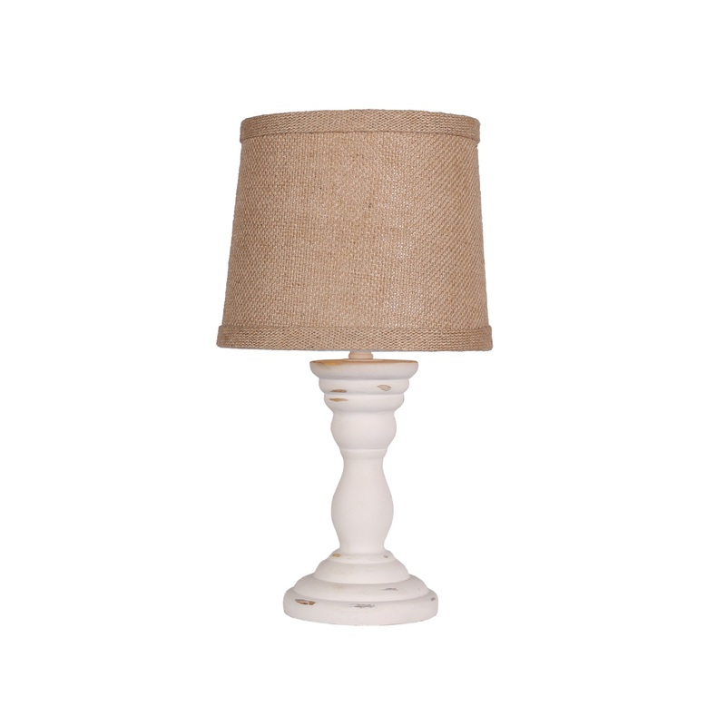 Distressed White Turned Base Accent Lamp By Homeroots