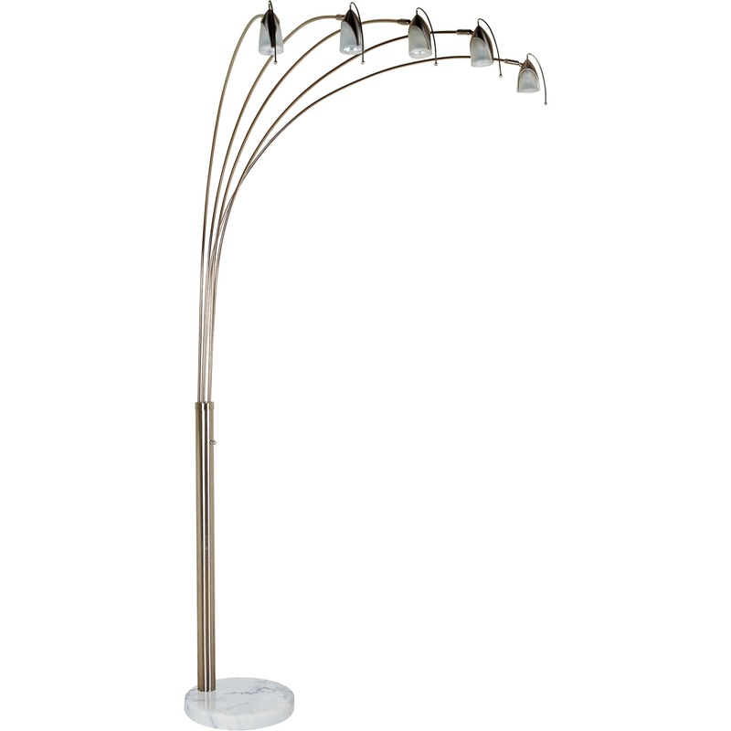 Dull Gold Metal Floor Lamp with Five Adjustable Swing Arms By Homeroots