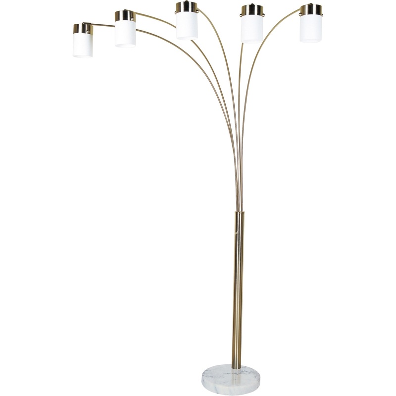 Five Light Gold Metal Floor Lamp By Homeroots