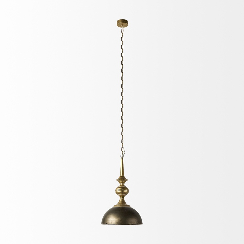Gold Toned Metal Dome Hanging Pendant Light By Homeroots