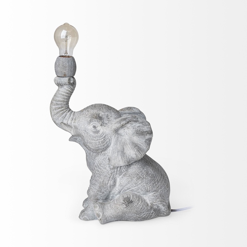 Graphite Resin Elephant Table Lamp By Homeroots