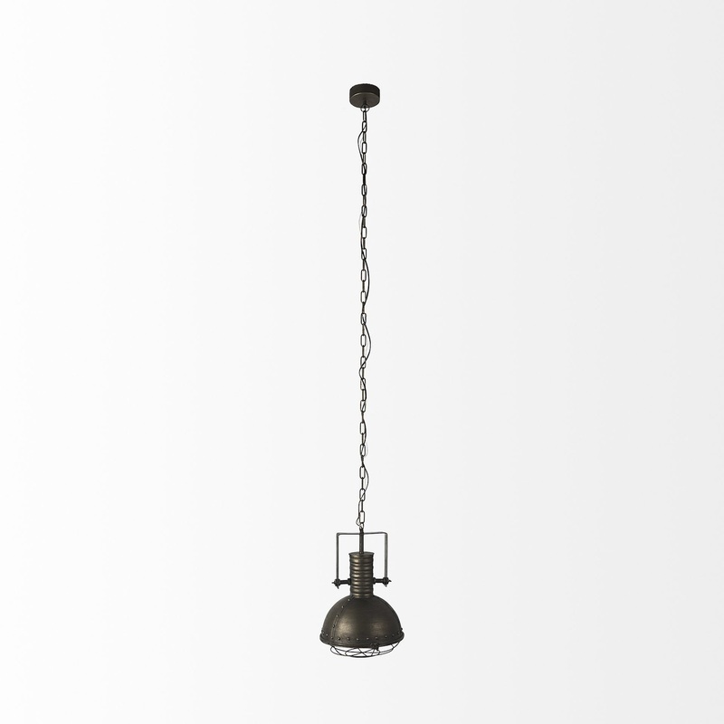 Industrial Caged Black Metal Hanging Light By Homeroots