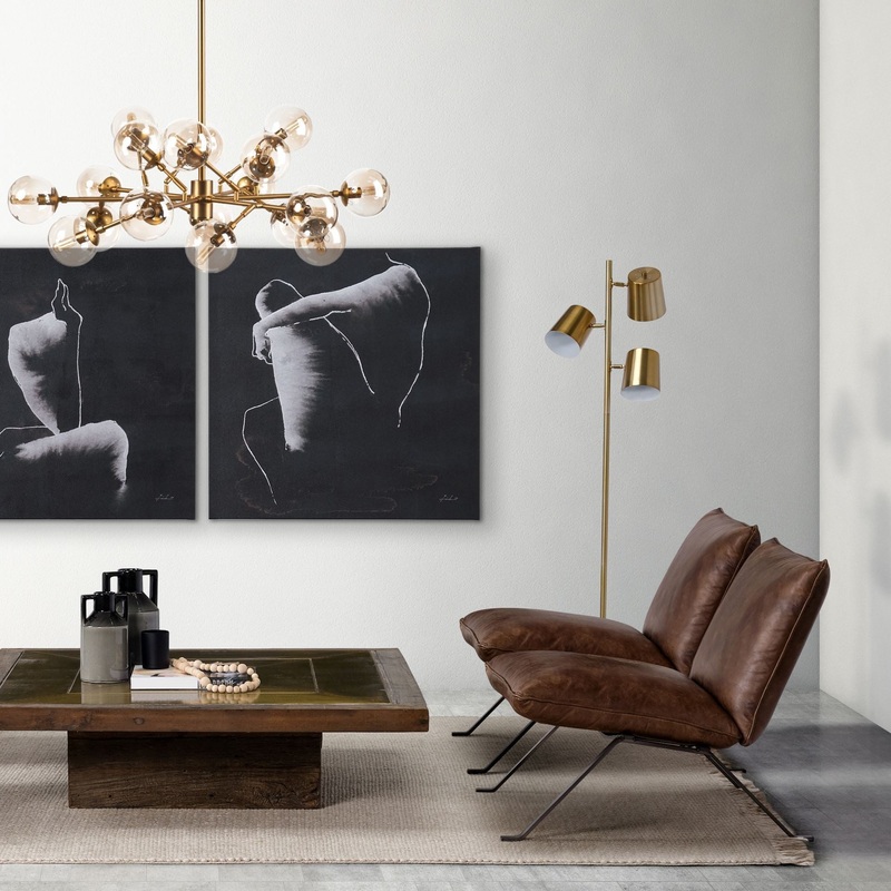 Marble Base Gold Floor Lamp By Homeroots
