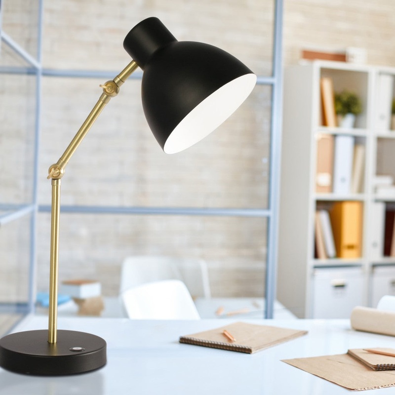 Matte Black and Gold Mod LED Adjustable Desk Lamp By Homeroots