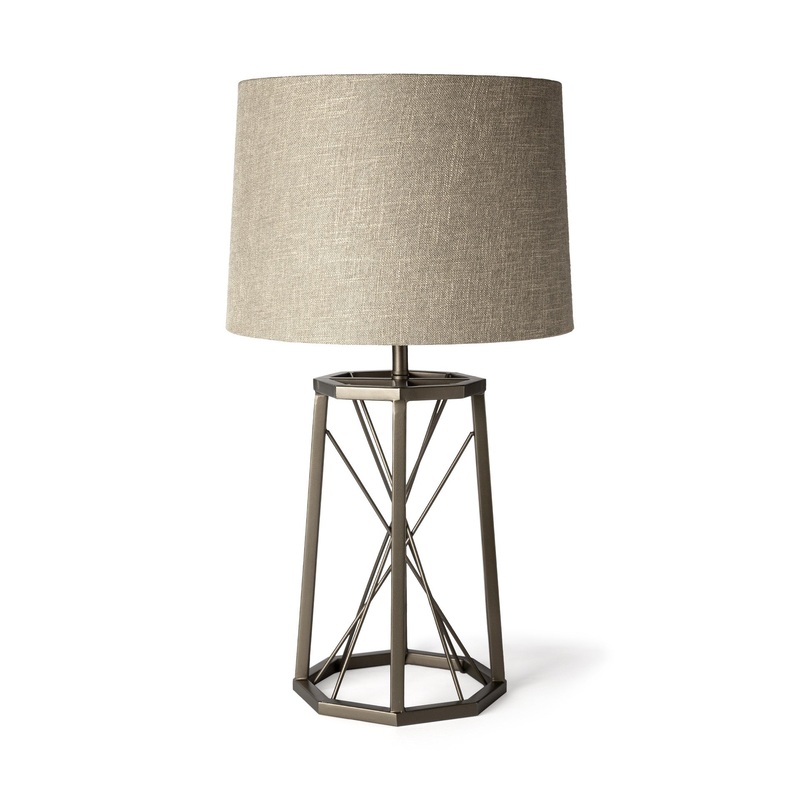 Metallic Aged Bronze Tone Octagonal Metal Table Lamp By Homeroots