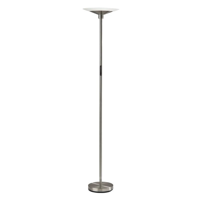 Modern Discus Brushed Steel Metal LED Torchiere By Homeroots