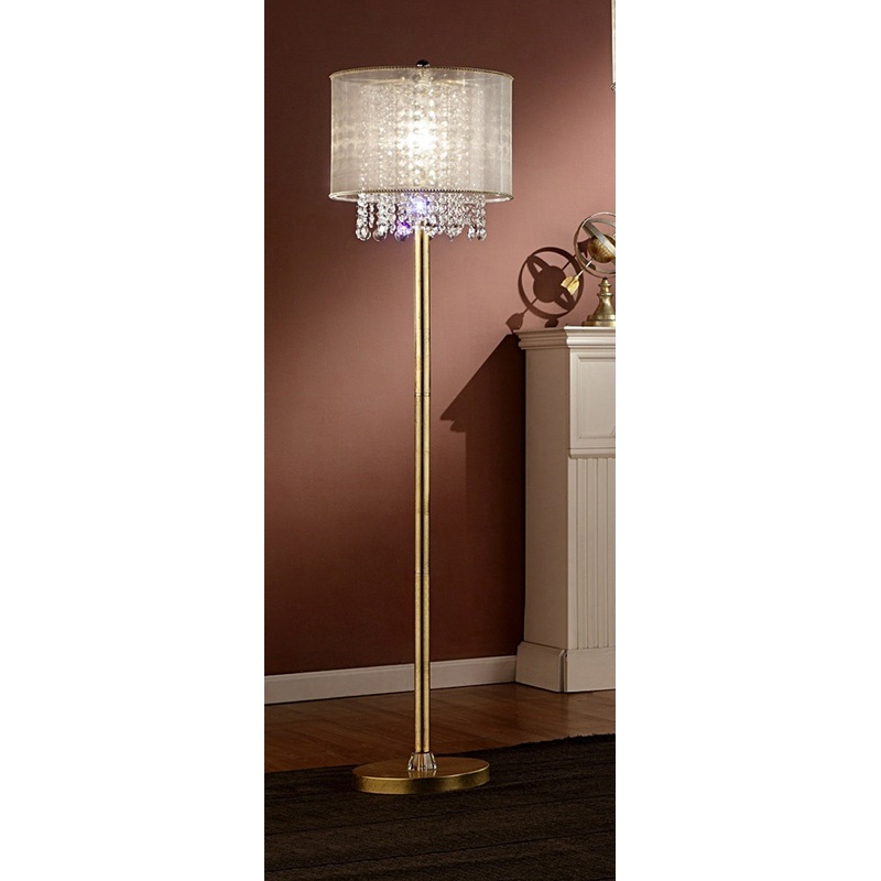 Primo Gold Finish Floor Lamp with Crystal Accents and White Shade By Homeroots