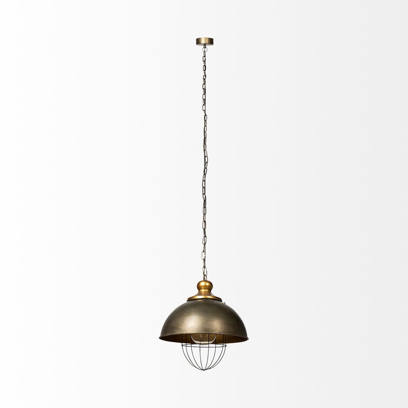 Rustic Gold Ton Metal Dome Hanging Light By Homeroots