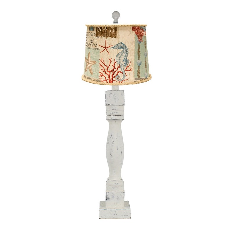 Rustic White Tropical Beauty of the Sea Table Lamp By Homeroots