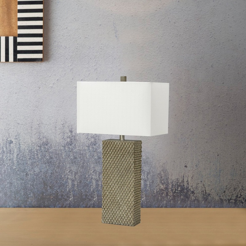 Set of 2 Golden Waffle Table Lamps By Homeroots