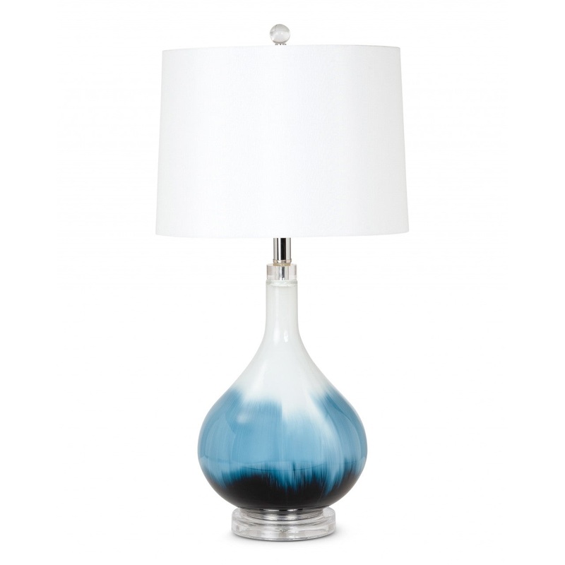 Set of 2 Ombre Blue and White Glass Table Lamps By Homeroots