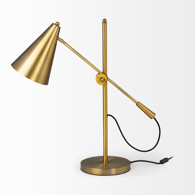 Sleek Golden Cone Adjustable Table or Desk Lamp By Homeroots