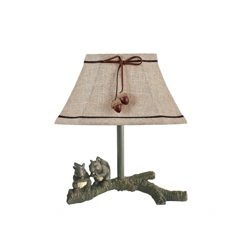 Squirrel Buddies Accent Lamp with Natural Shade By Homeroots