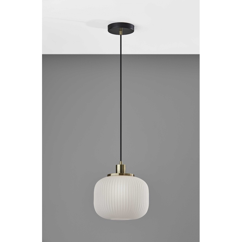 Striped Glass Glow Metal Pendant By Homeroots