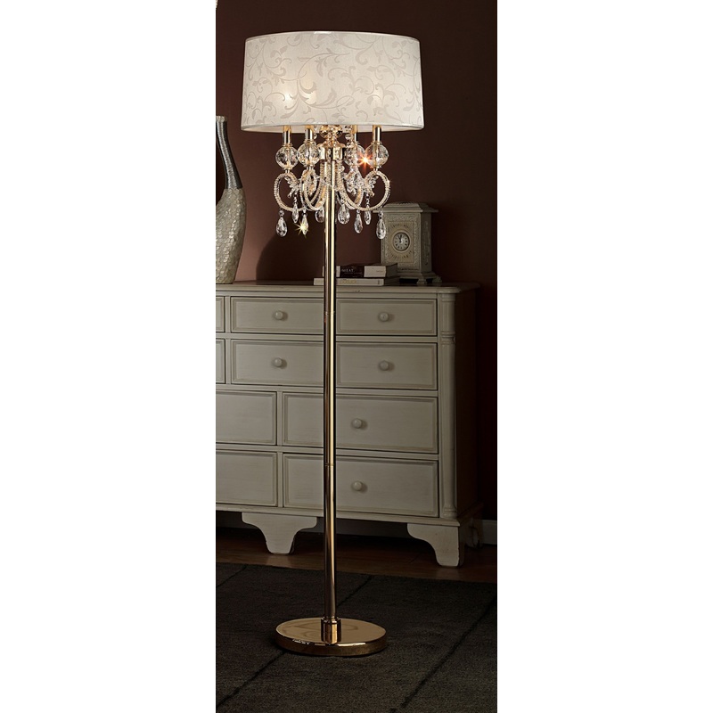 Stunning Brass Gold Finish Floor Lamp with Crystal Accents By Homeroots