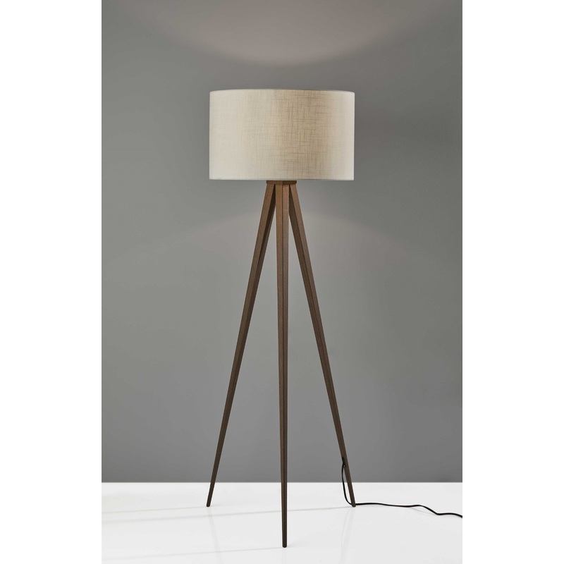 Treble Floor Lamp Three Walnut Finish Legs By Homeroots