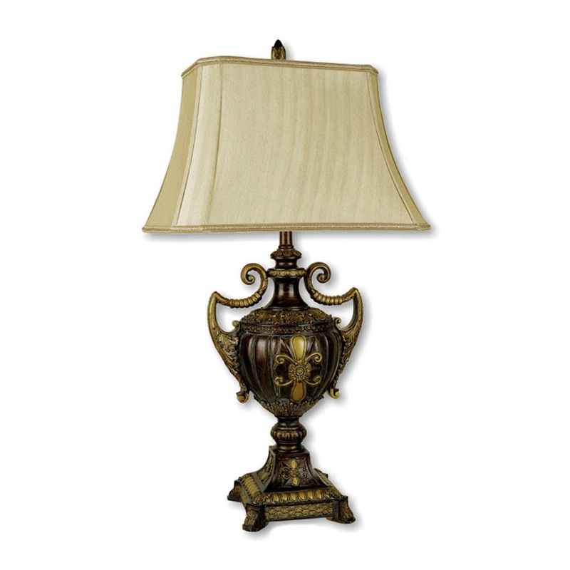 Vintage Ornamental Table Lamp with Beige Shade By Homeroots