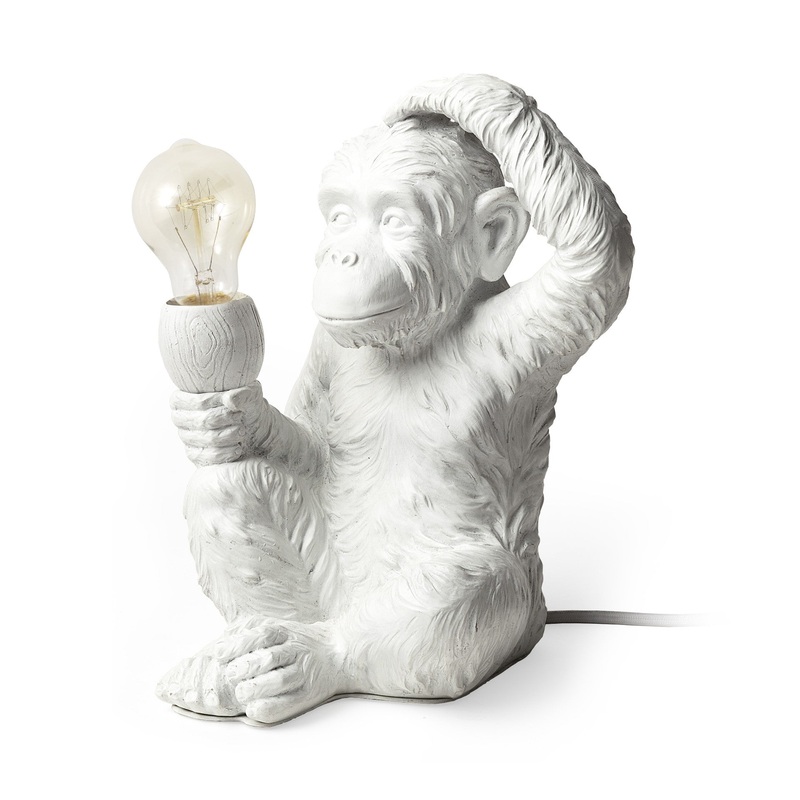 White Whimsical Monkey Table or Desk Lamp By Homeroots