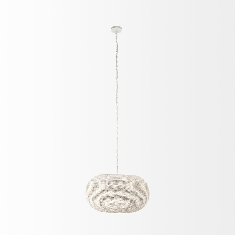 Whitewash Beaded Hanging Chandelier By Homeroots