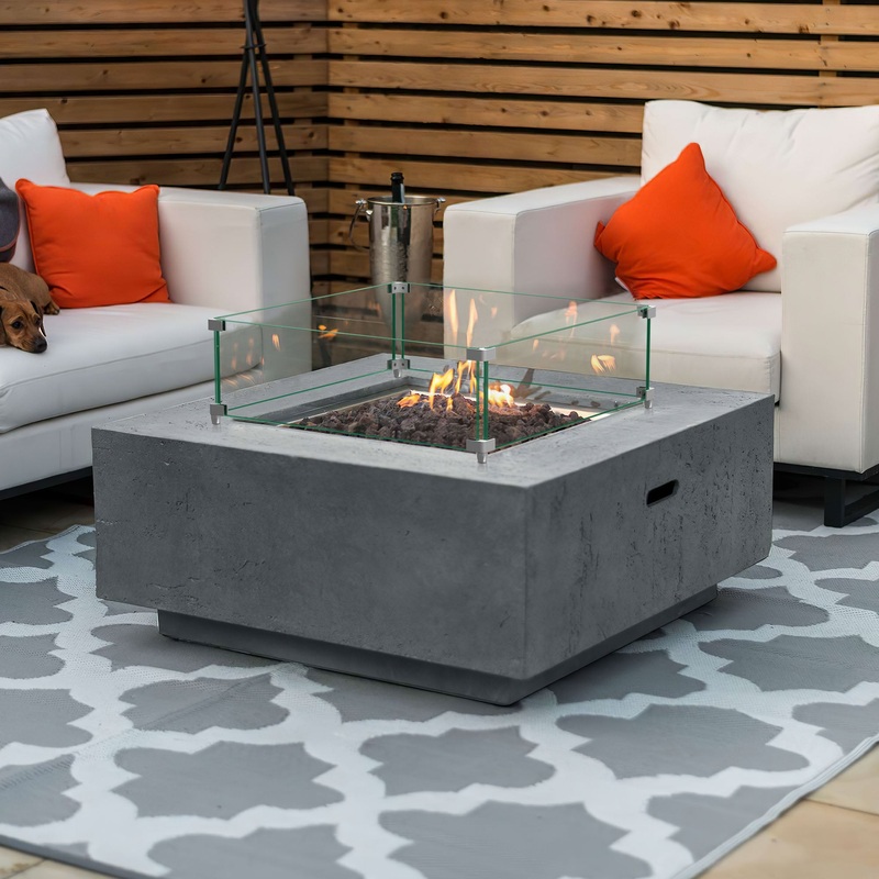 20" Square Glass Fire Pit Flame Guard By Homeroots