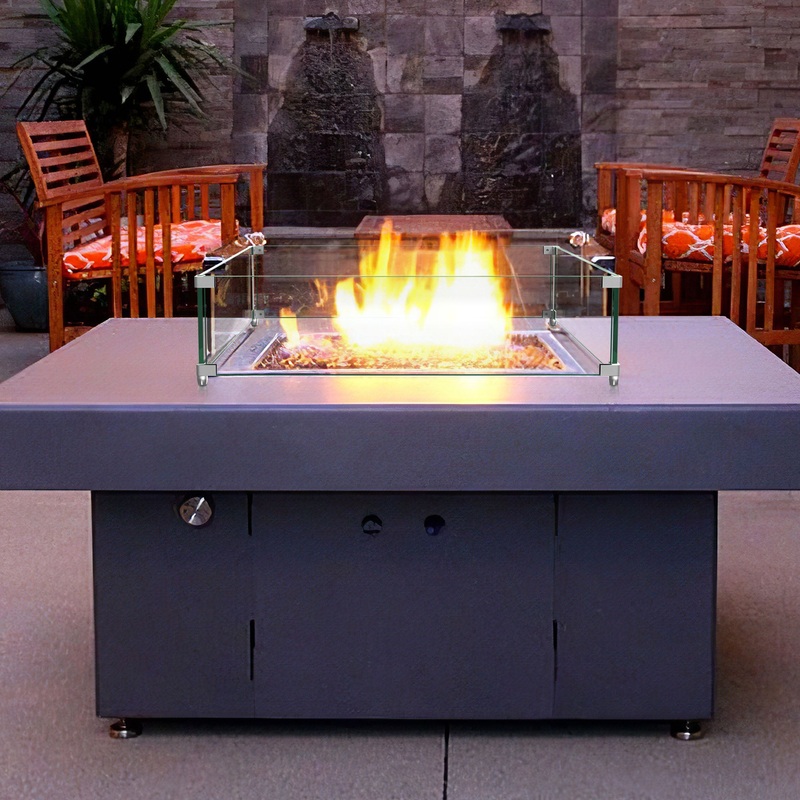 24" Square Glass Fire Pit Flame Guard By Homeroots