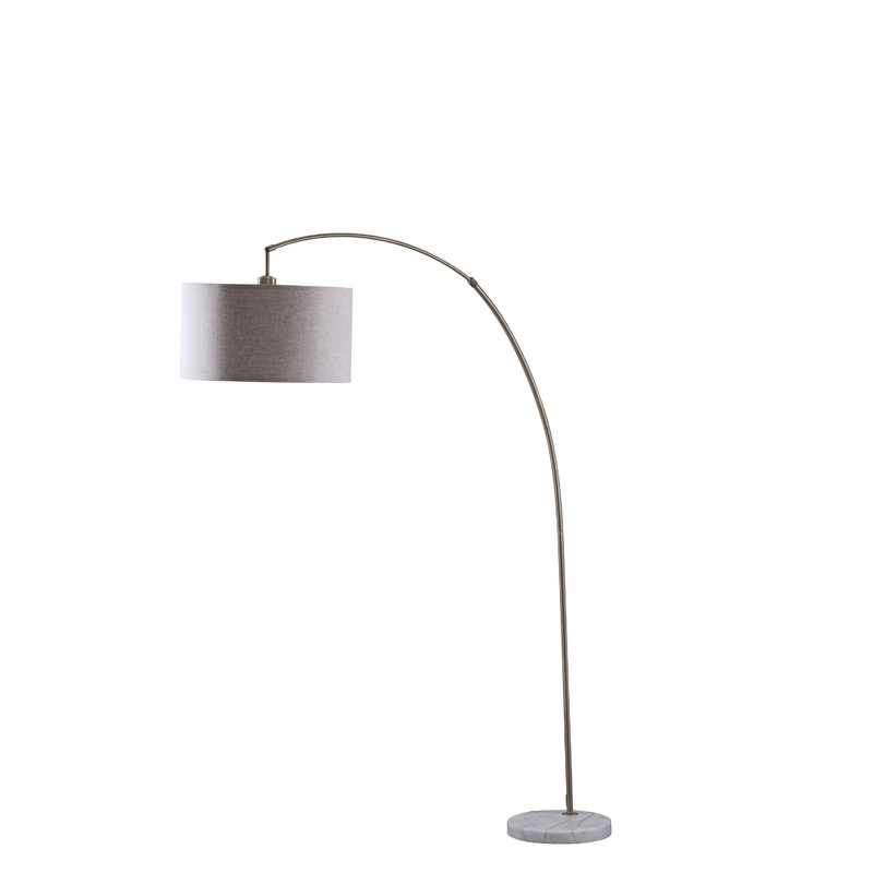 Antique Brass and Marble Base Arching Floor Lamp By Homeroots