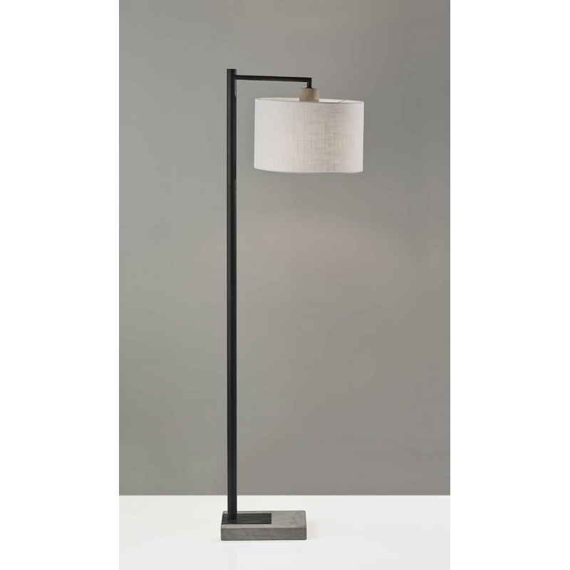 Black Metal Floor Lamp with Cement Accent Base By Homeroots
