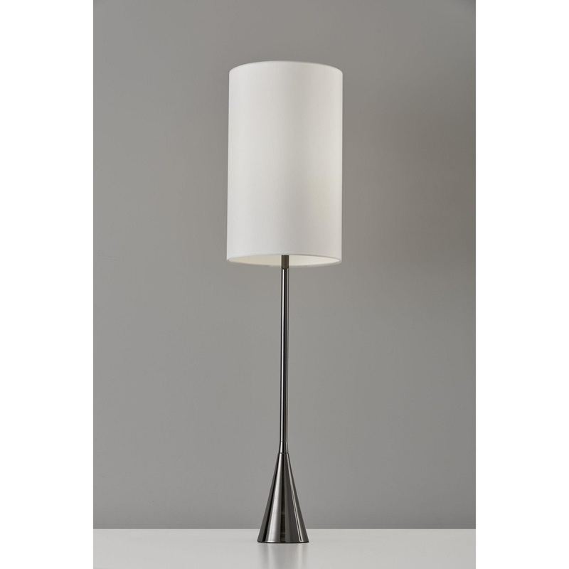 Black Nickel Finish Metal Tall White Shade Table Lamp By Homeroots