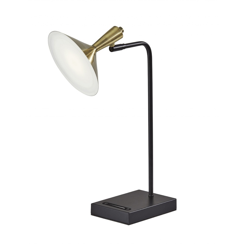 Brass Spotlight Black Metal LED Desk Lamp By Homeroots