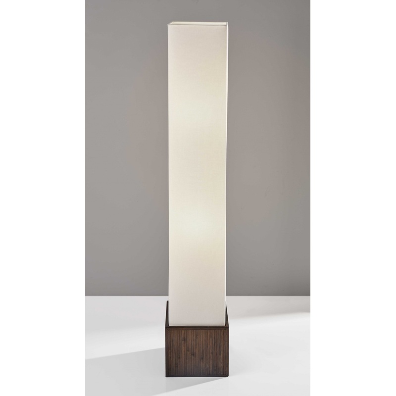 Brown Reed Floor Lamp with Elongated Rectangular Linen Shade By Homeroots