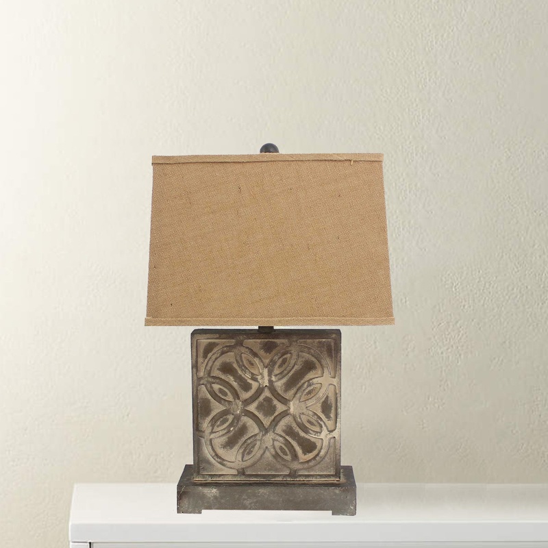 Brown Vintage with Khaki Linen Shade - Table Lamp By Homeroots