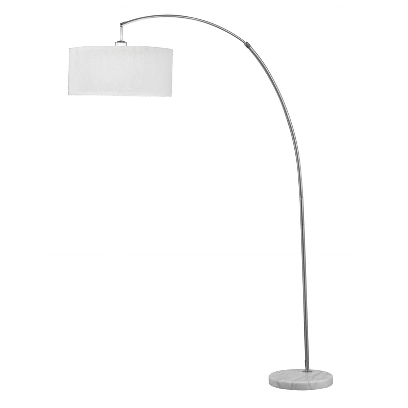 Brushed Nickel and Marble Base Arching Floor Lamp By Homeroots