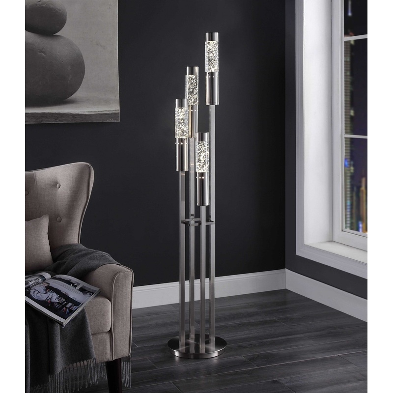 Brushed Nickel Metal Glass LED Floor Lamp By Homeroots
