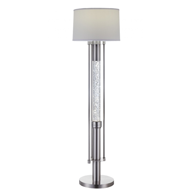 Brushed Nickel Metal Glass LED Shade Floor Lamp By Homeroots - 347216