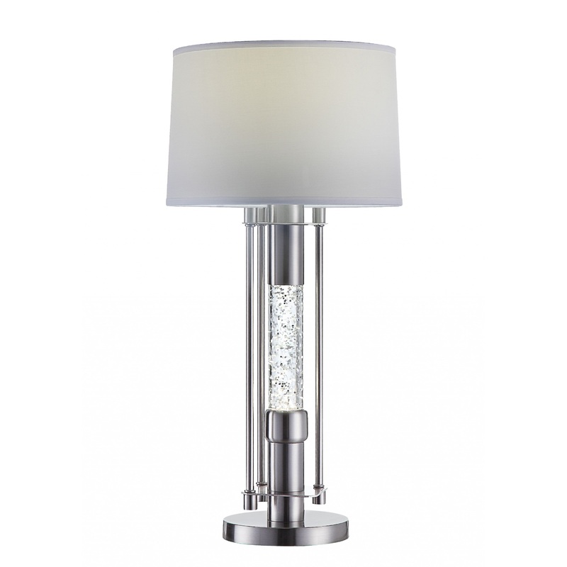 Brushed Nickel Metal Glass LED Shade Table Lamp By Homeroots - 347215