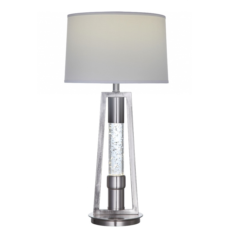 Brushed Nickel Metal Glass LED Shade Table Lamp By Homeroots - 347217