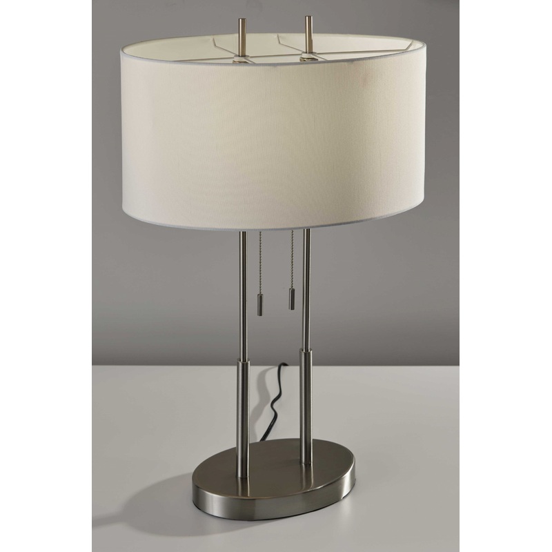 Brushed Steel Dual Pole Metal Table Lamp By Homeroots