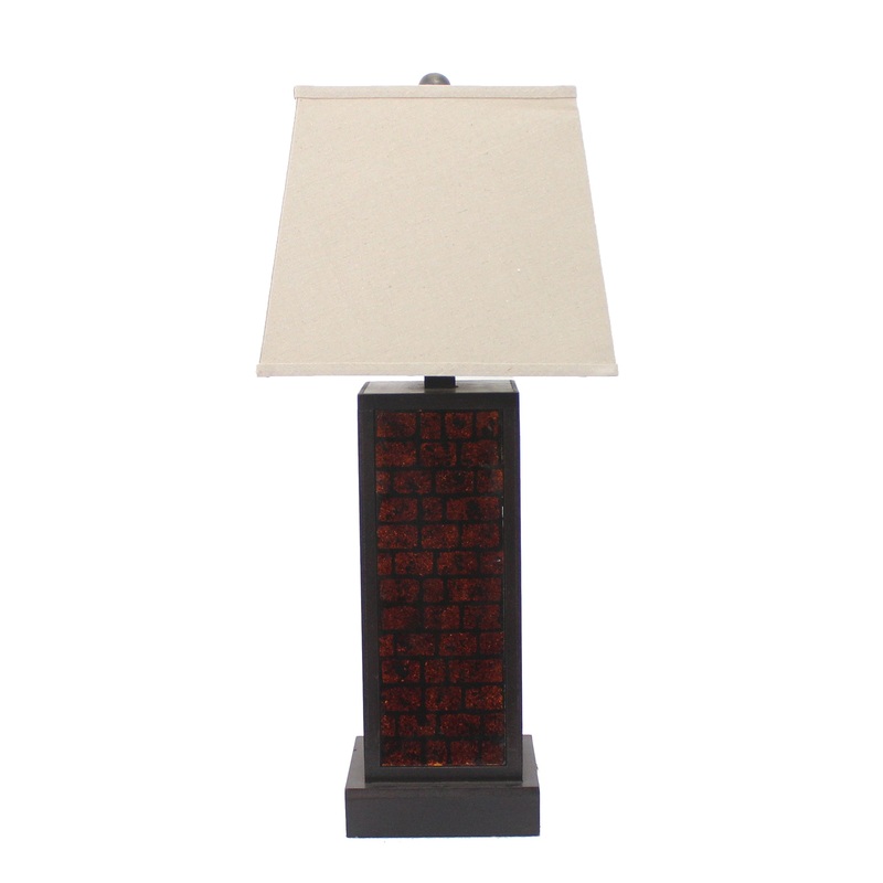 Burgundy Metal Brick Pattern - Table Lamp By Homeroots