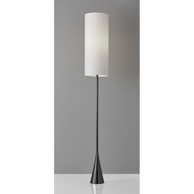 Dramatic Floor Lamp Bell Shaped Base in Black Nickel Finish Metal By Homeroots