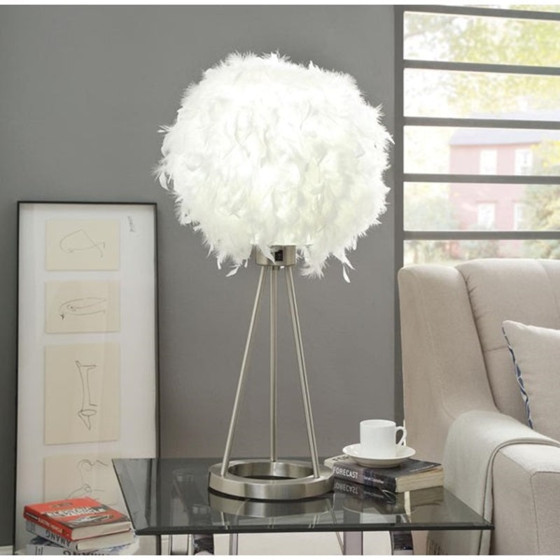 Feather Flip Switch Nickel Metal Table Lamp By Homeroots