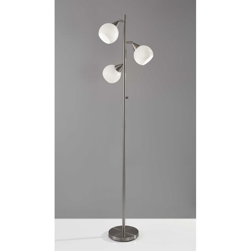 Floor Lamp Brushed Steel Metal Three Adjustable Globes By Homeroots