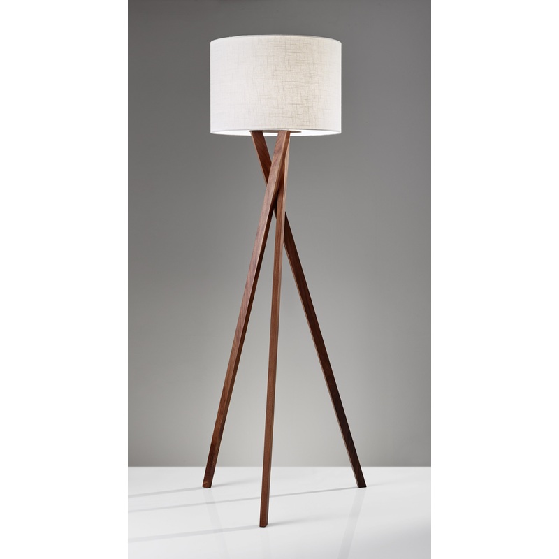 Floor Lamp with Walnut Wood Tripod Leg By Homeroots