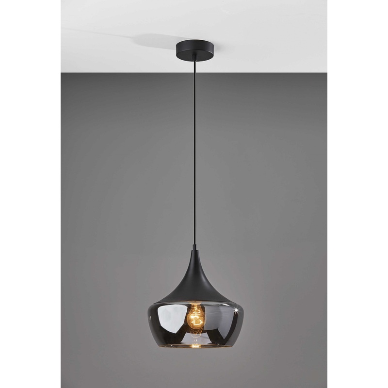 Gnome Smoked Glass Black Metal Pendant Lamp By Homeroots