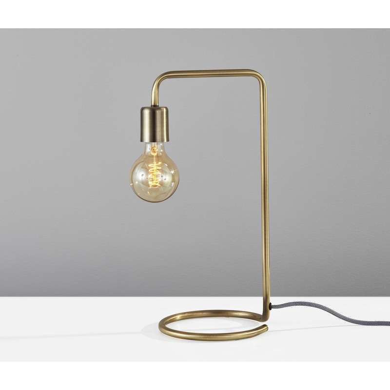 Industrial Antique Brass Finish Metal Desk Lamp With Vintage Edison Bulb By Homeroots