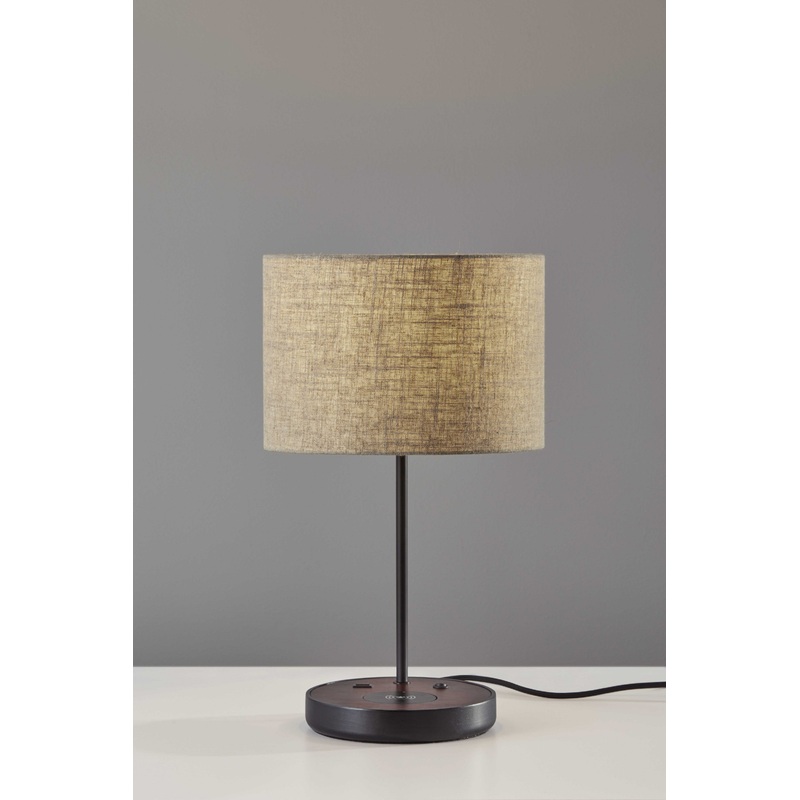Matte Black Metal Wood Wireless Charging Table Lamp By Homeroots