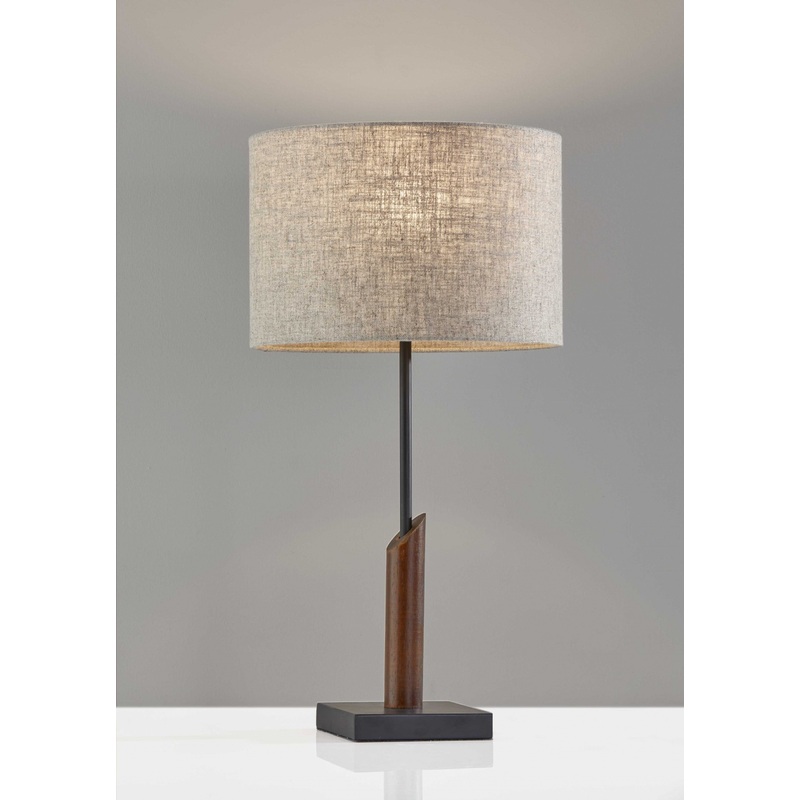 Sculptural Wood Black Metal Table Lamp By Homeroots