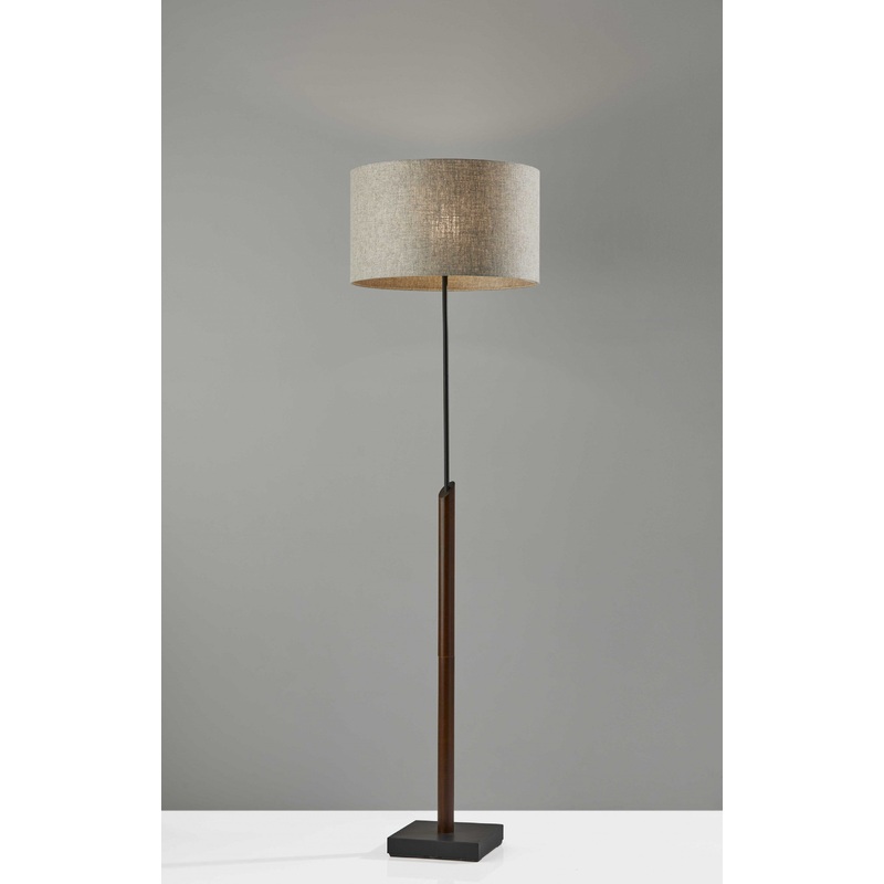 Sculptural Wood Floor Lamp with Black Metal Accents By Homeroots