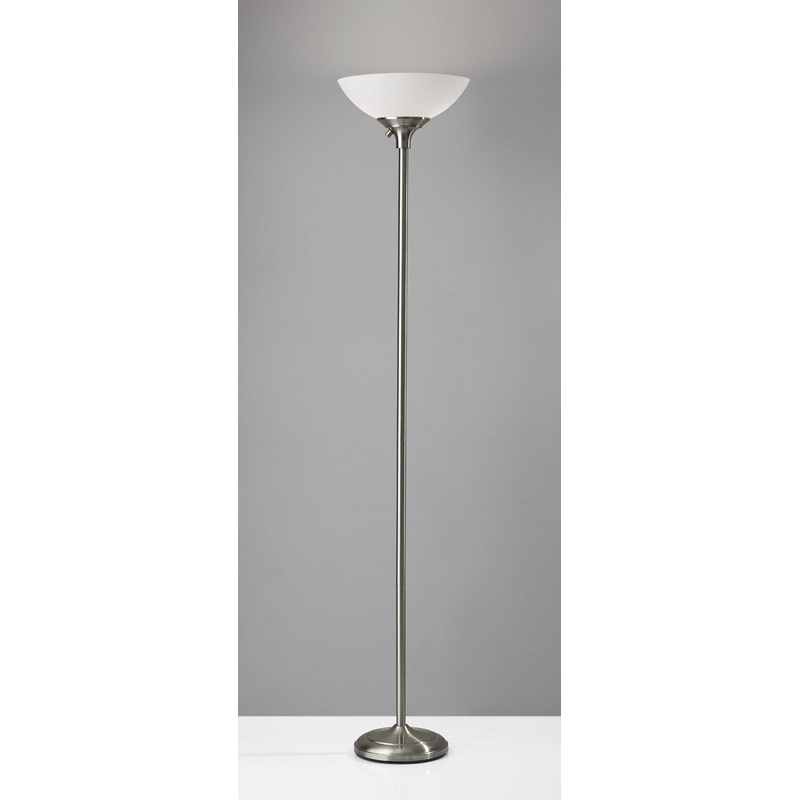 Tailored Satin Steel Metal Torchiere with Bright Illumination By Homeroots