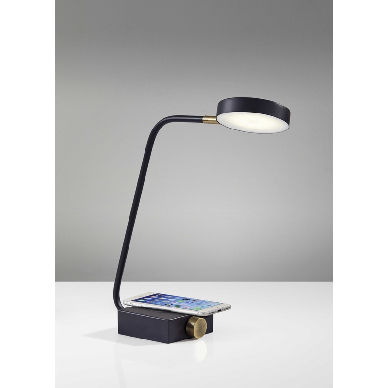 Tech Enhanced Black Metal Disk LED Adjustable Desk Lamp By Homeroots