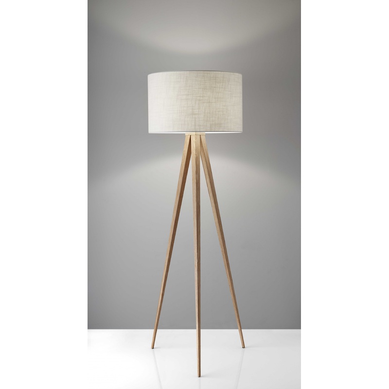 Treble Floor Lamp Three Natural Wood Finish Legs By Homeroots